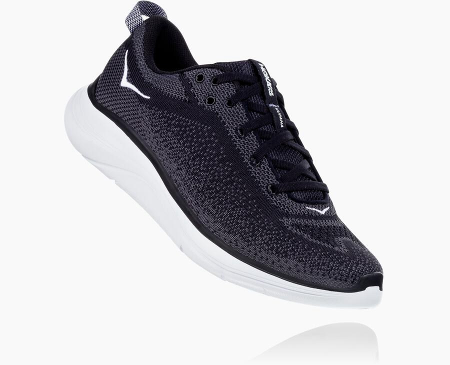 Hoka One One Womens Running Shoes - Hupana Flow - Black/White - JIPO32185